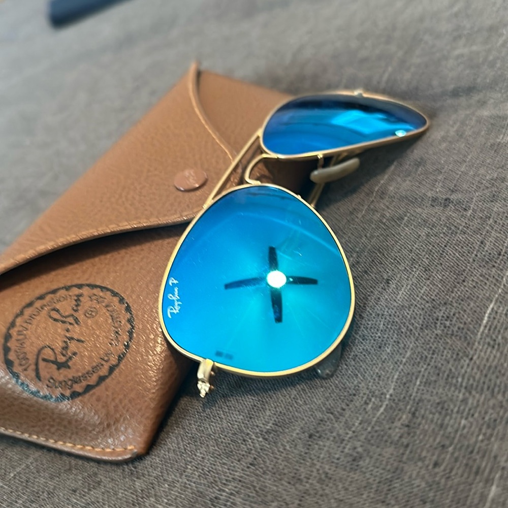 RayBan blue/gold aviator sunglasses (women’s)